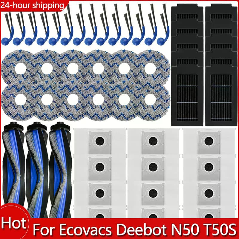 Acessórios Domésticos De Substituição Para Ecovacs Deebot N50 T50S Aspirador De Pó Escova Lateral Rolante Filtros Hepa S