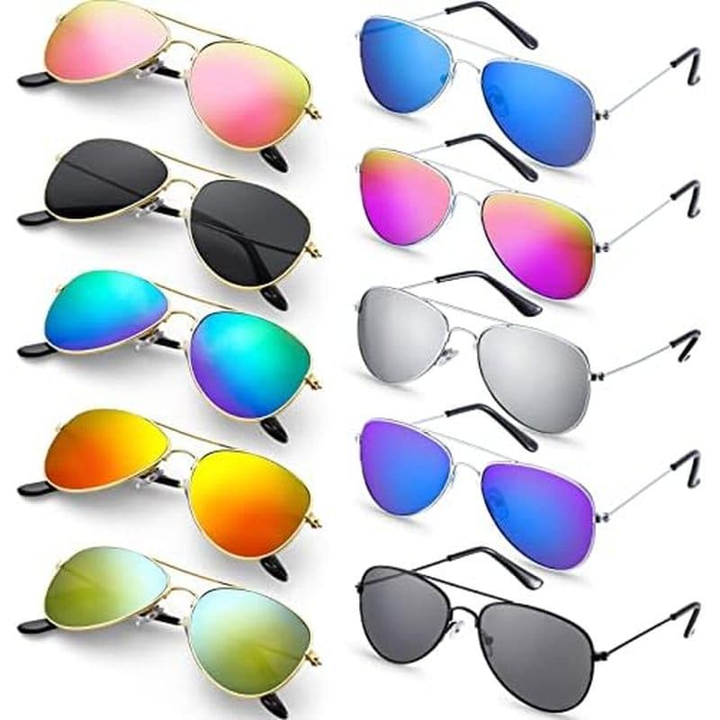 Coume 10 Pares De Óculos De Sol Infantis , Meninos , Meninas , Polarizados Espelhados , Armação De Metal , Para Crianças