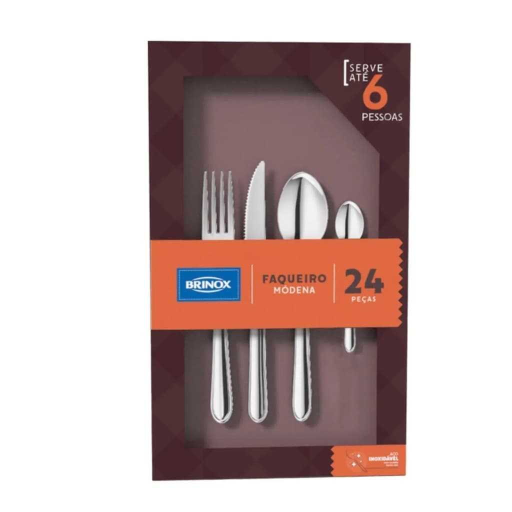 Faqueiro Brinox Módena 24 Peças Aço Inoxidável