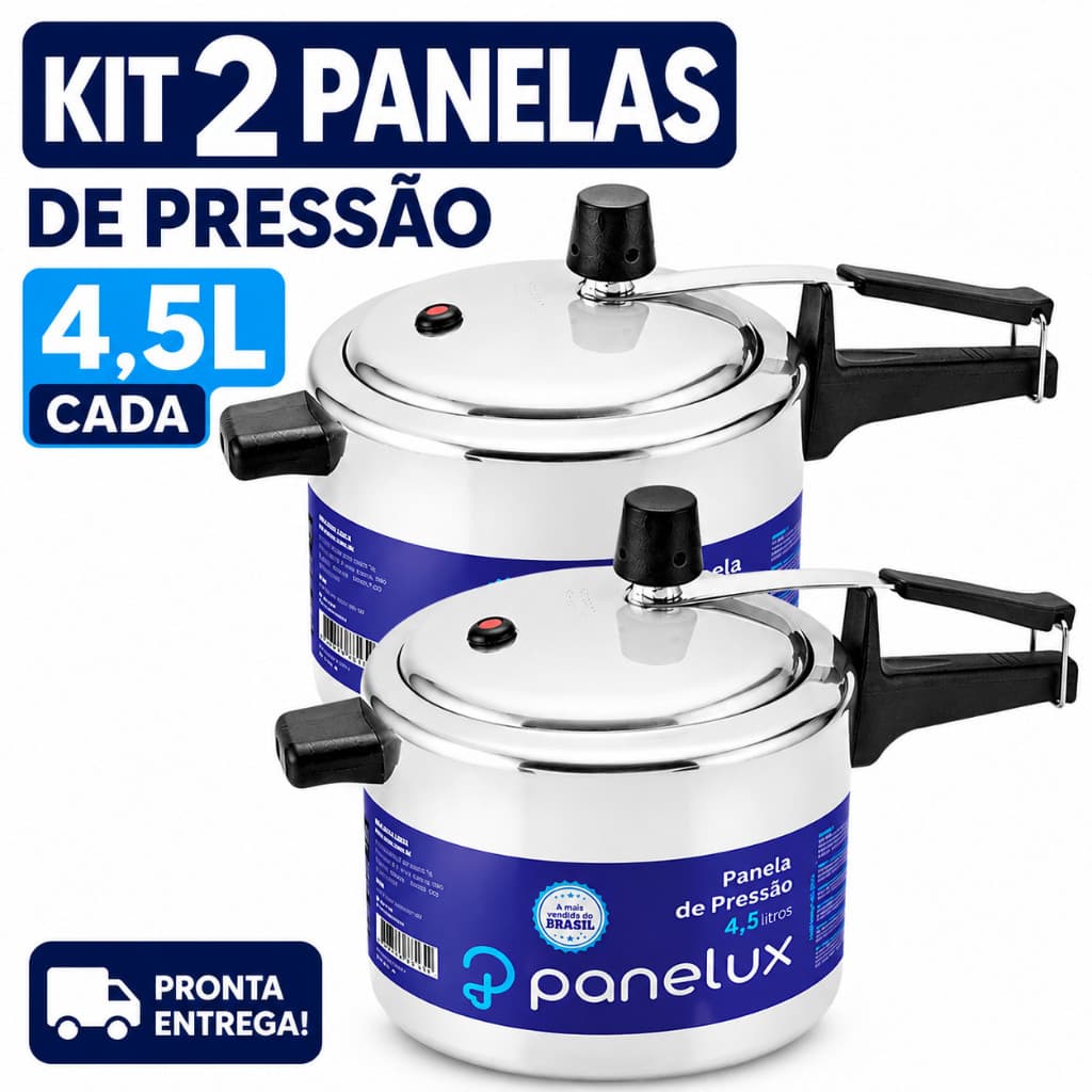Kit 2 Panelas de Pressão Panelux 4,5 Litros Alumínio Polido