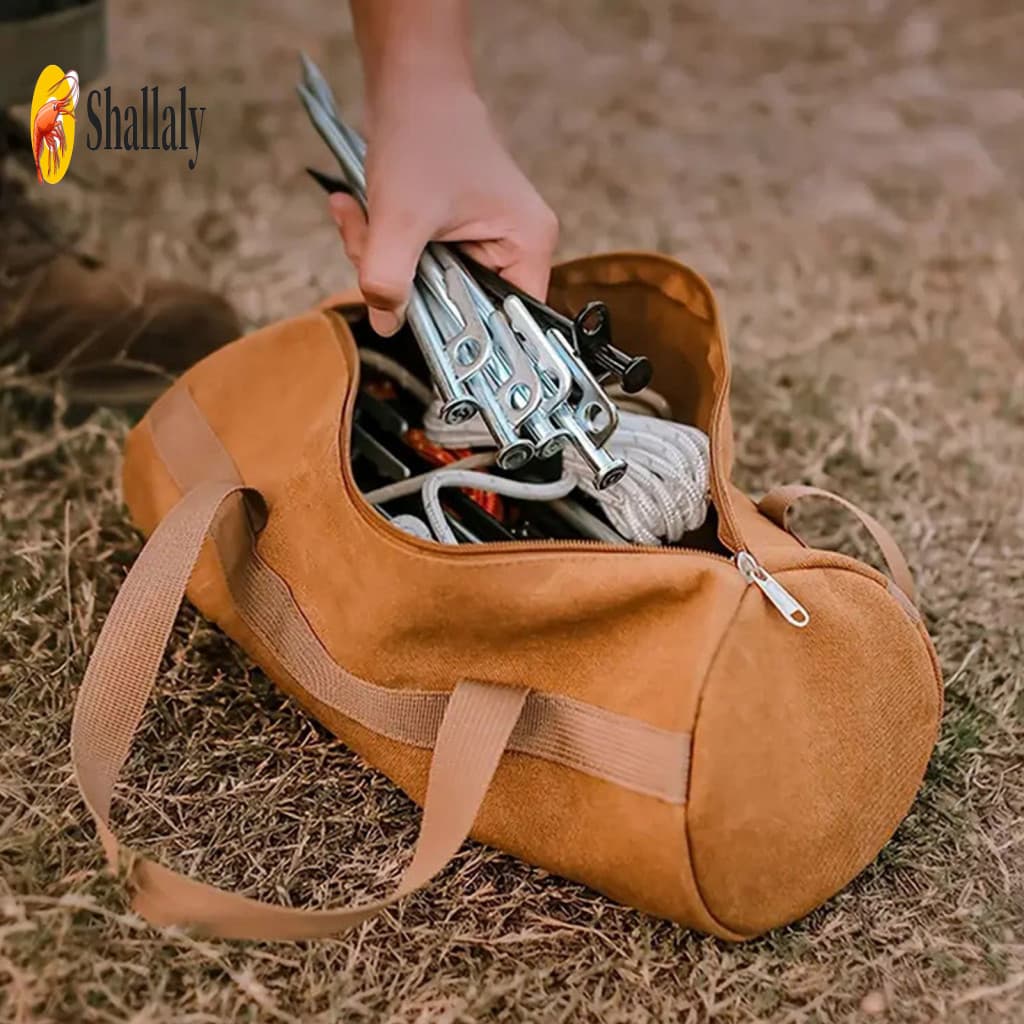 Waterproof Storage Bag Tent Accessory Organizer Canvas Outdoor Camping Tools with Handle – Stake Peg Rope Pouch Hiking