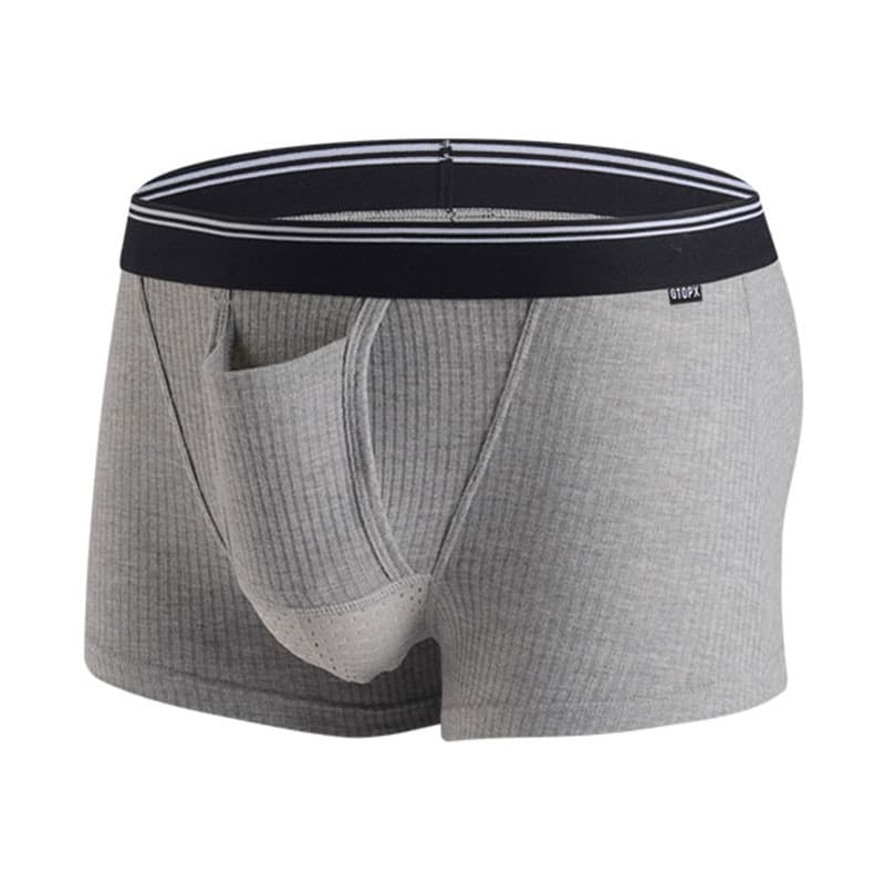 GTOPXMAN Cueca boxer masculina com nervuras e separação de bala, cueca boxer respirável absorvente de suor