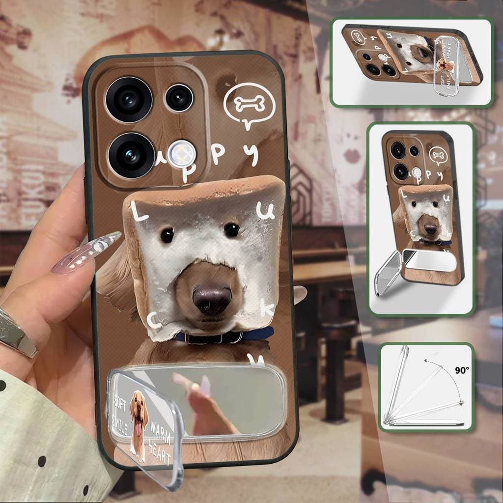 Capa De Telefone À Prova D'água De Choque Para OPPO Reno16 Pro 5G China Espelho De Maquiagem 3D Kickstand Traseira Anti-