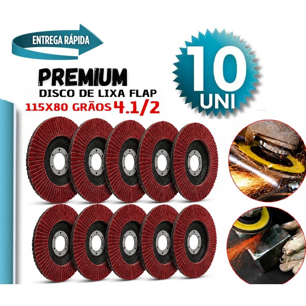 Disco Lixa Flap 10 Unid Para Madeira E Metal Esmerilhadeira 80 graos