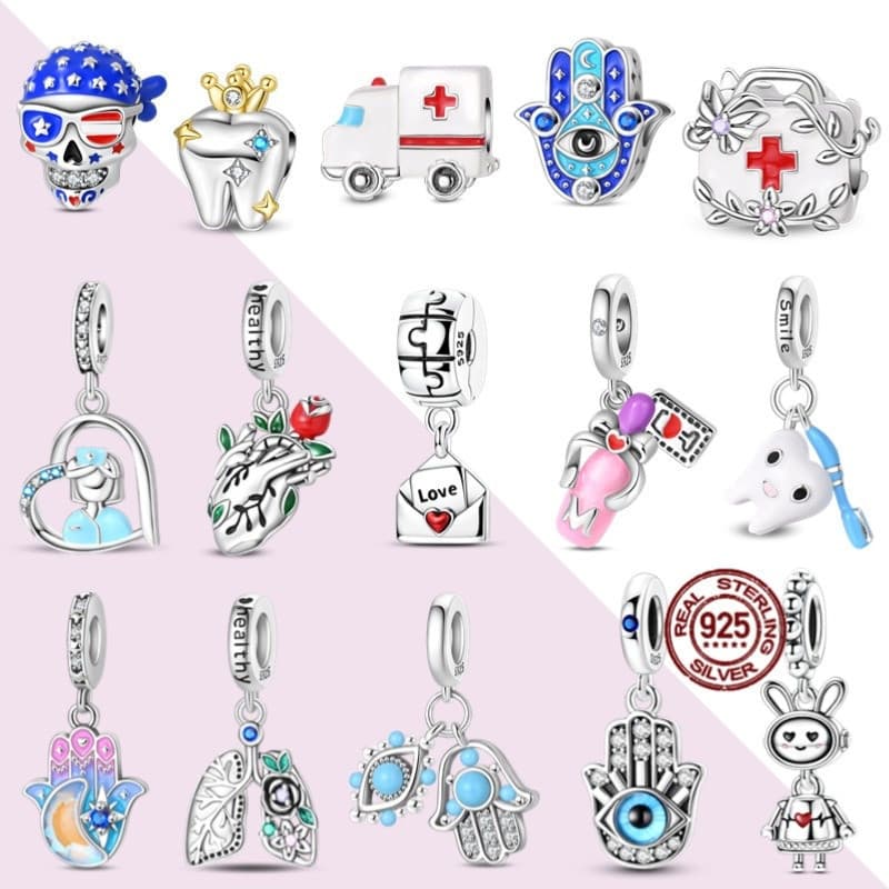 Joias mágicas ocidentais mais vendidas, Material de prata 925, contas de chapéu de Cowboy, pulseira correspondente, joia