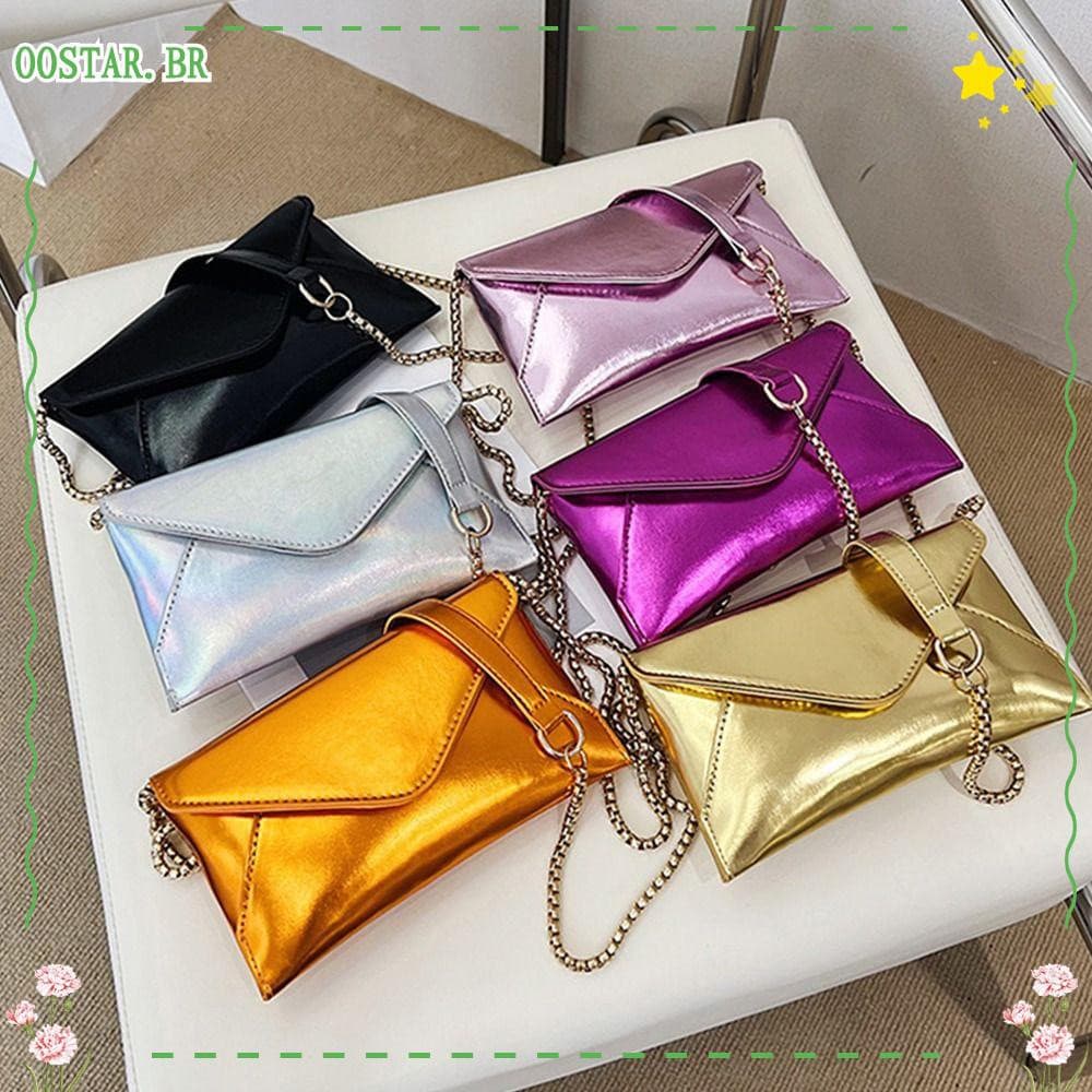 Bolsa transversal OOSTAR, bolsa de ombro de couro em cor sólida, bolsa estilo envelope, equipada com uma corrente pratea