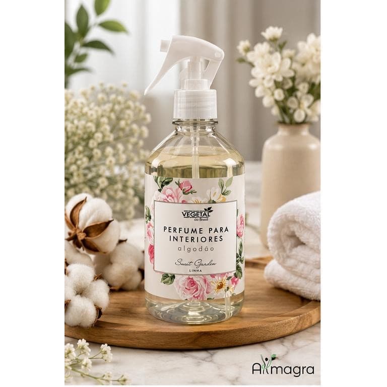 PERFUME DE AMBIENTE SWEET GARDEN PREMIUM – ALGODÃO | VEGETAL DO BRASIL | FLORAL CONFORTO | AROMATIZADOR DE AMBIENTES