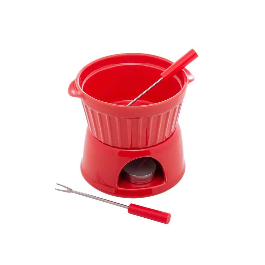 Aparelho Fondue Porcelana 4 Pçs Classic Vermelho Lyor