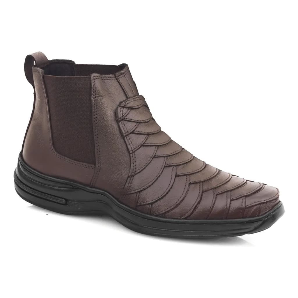 Bota Botina Masculina De Couro Escamada Country Cowboy