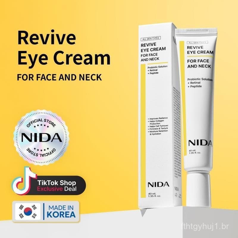Revitalizante para Olhos NIDA (para rosto e pescoço) (40ml) / Solução probiótica, retinol, peptídeos / Antirrugas,