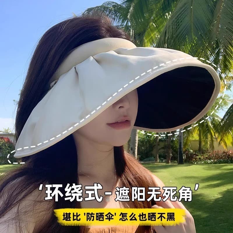 Chapéu de proteção solar feminino com aba larga para cobrir o rosto, chapéu de sol revestido de preto, estilo japonês, d