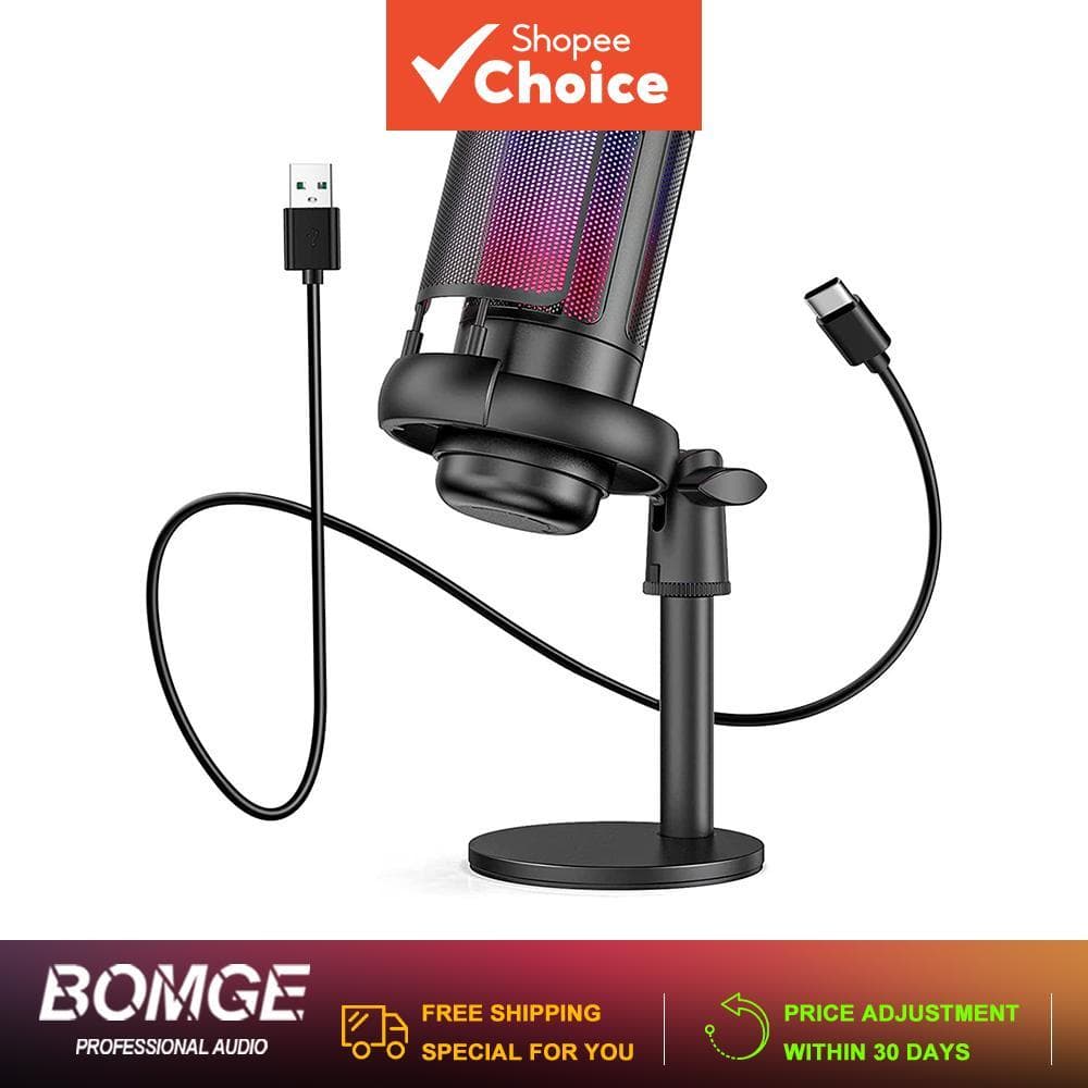 BOMGE ME6S Microfone de Condensador com Microfone Gamer de Mudo Rápido para Transmissão ao Vivo PC PS4/PS5