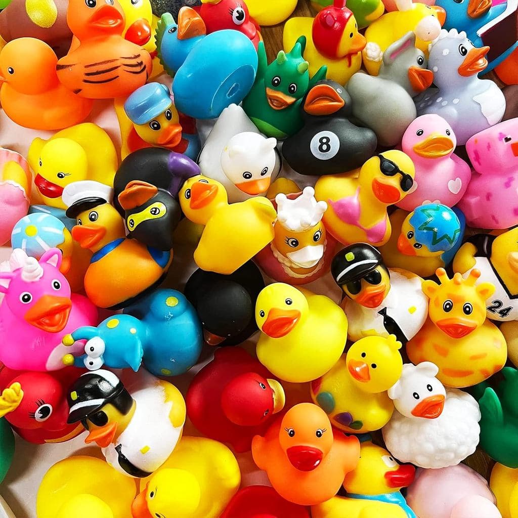 Assorted Rubber Duckies for Kids and Toddlers Cute Duck Bath Tub Pool Toys in Multiple Characters, Fun Carnival, Bath Bi