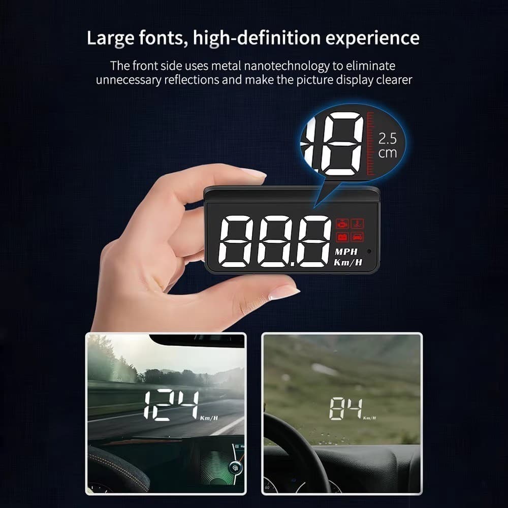 M3 Carro OBD HUD Display Grande Medidor De Velocidade Digital Multi Alarme Lembrete Condução Segura Heads Up Para Todos