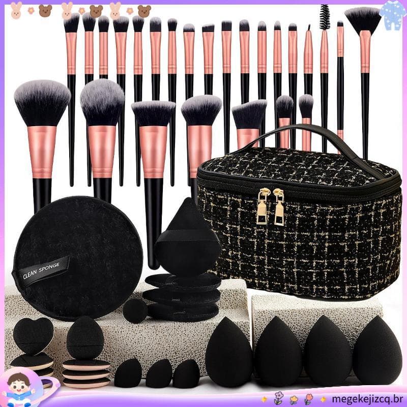 Conjunto de ferramentas de maquiagem, 47 peças, pequena fragrância, bolsa cosmética, conjunto de pincéis de maquiagem, l