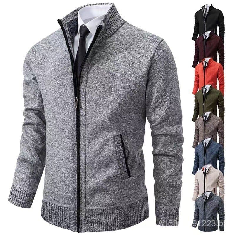 Cross-Border exclusivo masculino outono novo estilo versão coreana malhas jaqueta forro de lã masculino engrossado camis