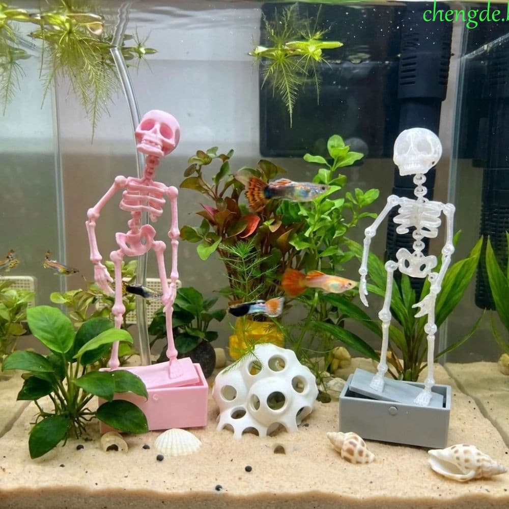 CHENGDEBR Dança Esqueleto Aquário Bubbler , 3D Impresso Com Tubo De Ar Tanque De Peixes Crânio Ornamento