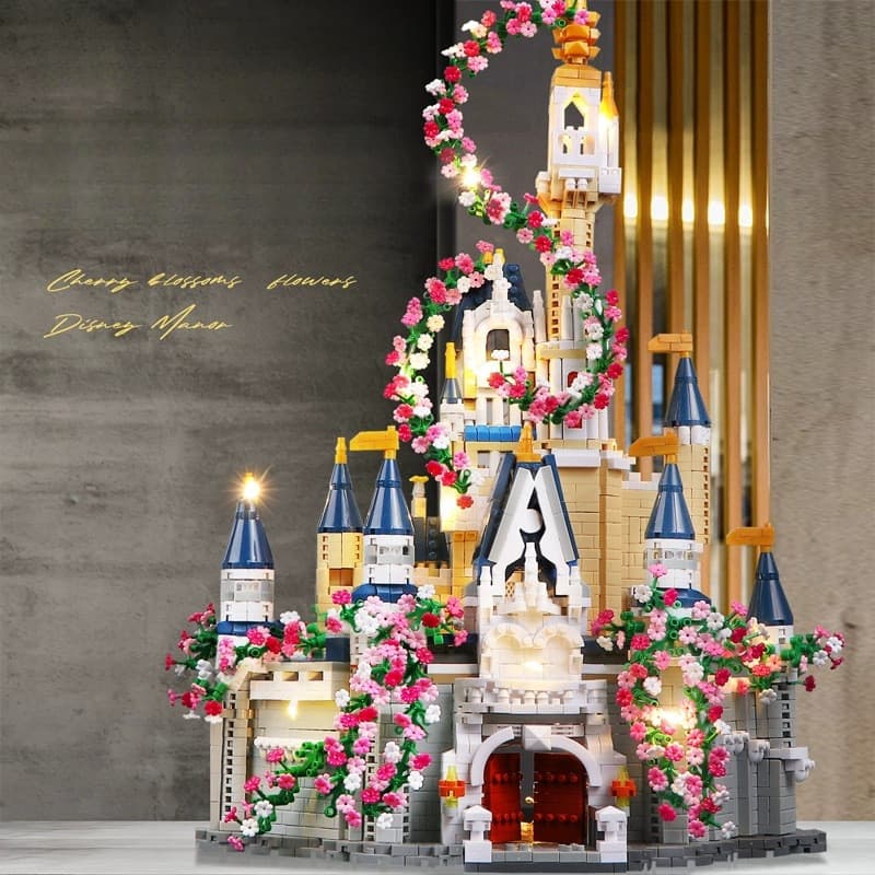 Sakura Manor Castle Blocos de Construção 3D Modelo de Montagem Tridimensional Menina Presente Educacional Feito à Mão