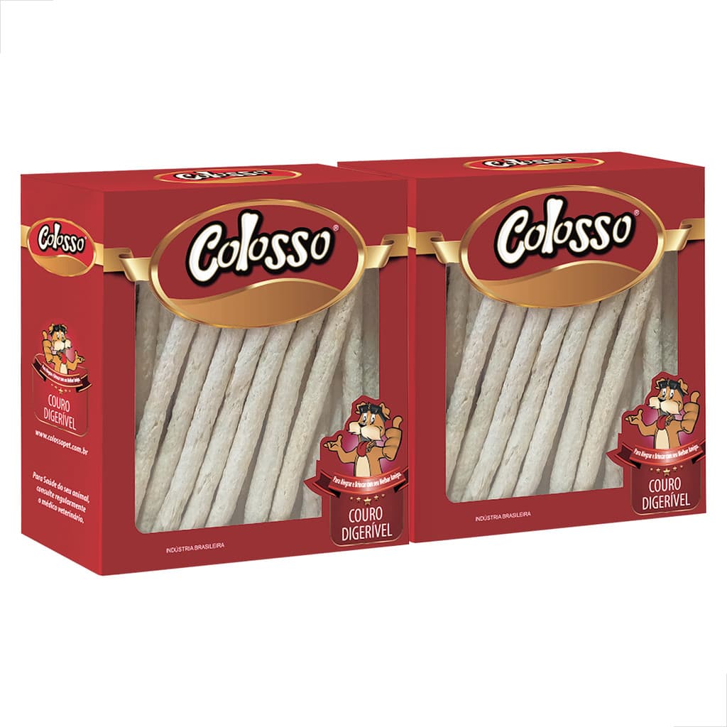 KIT 2 UN Osso Comestivel Caes Colosso Palito Branco c/ 100
