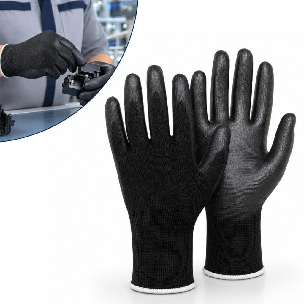 Luva Preta EPI Multitato em Nylon Tamanho 10 para Trabalho Profissional