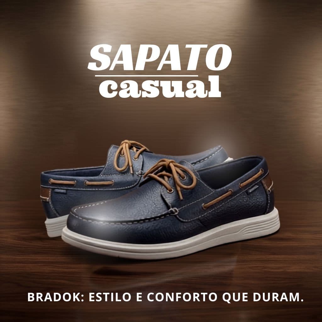 Sapato Dockside Masculino Bradok Casual Confortável Leve Cadarço Náutico Solado Antiderrapante Azul Marinho