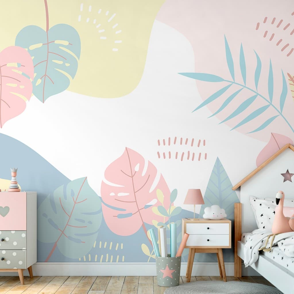Papel de Parede Folhagens Tropicais  - Adesivo Autocolante Decorativo