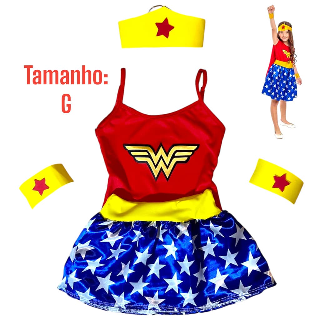 Fantasia Mulher Maravilha Infantil Menina Roupa G