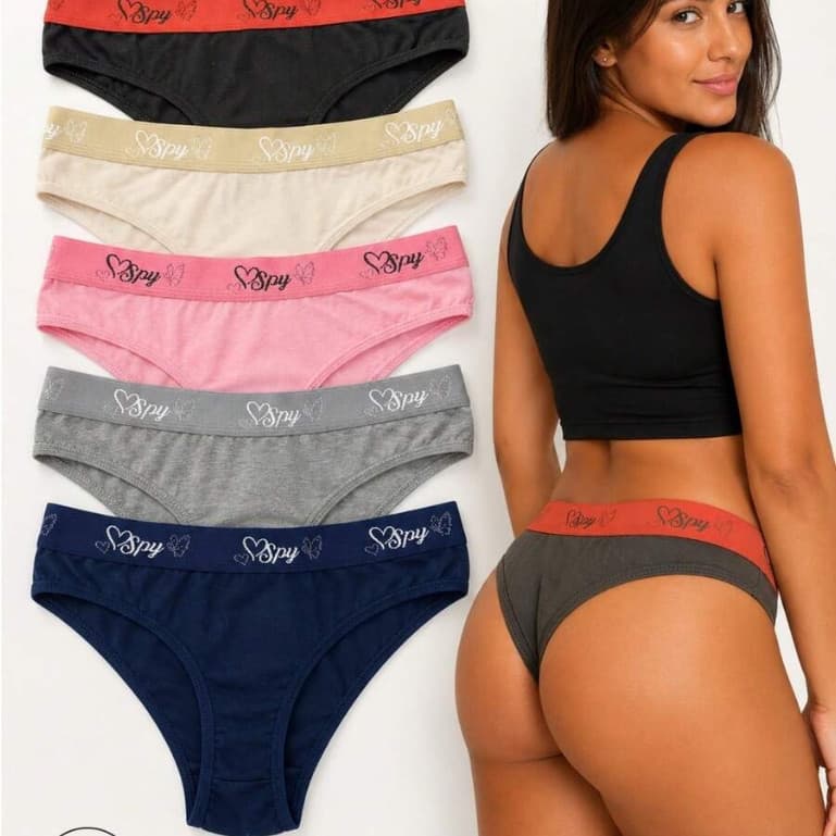 Kit 10 Calcinhas Spy Femininas Algodão Premium Super Confortáveis Elástico Macio Forro 100% Algodão