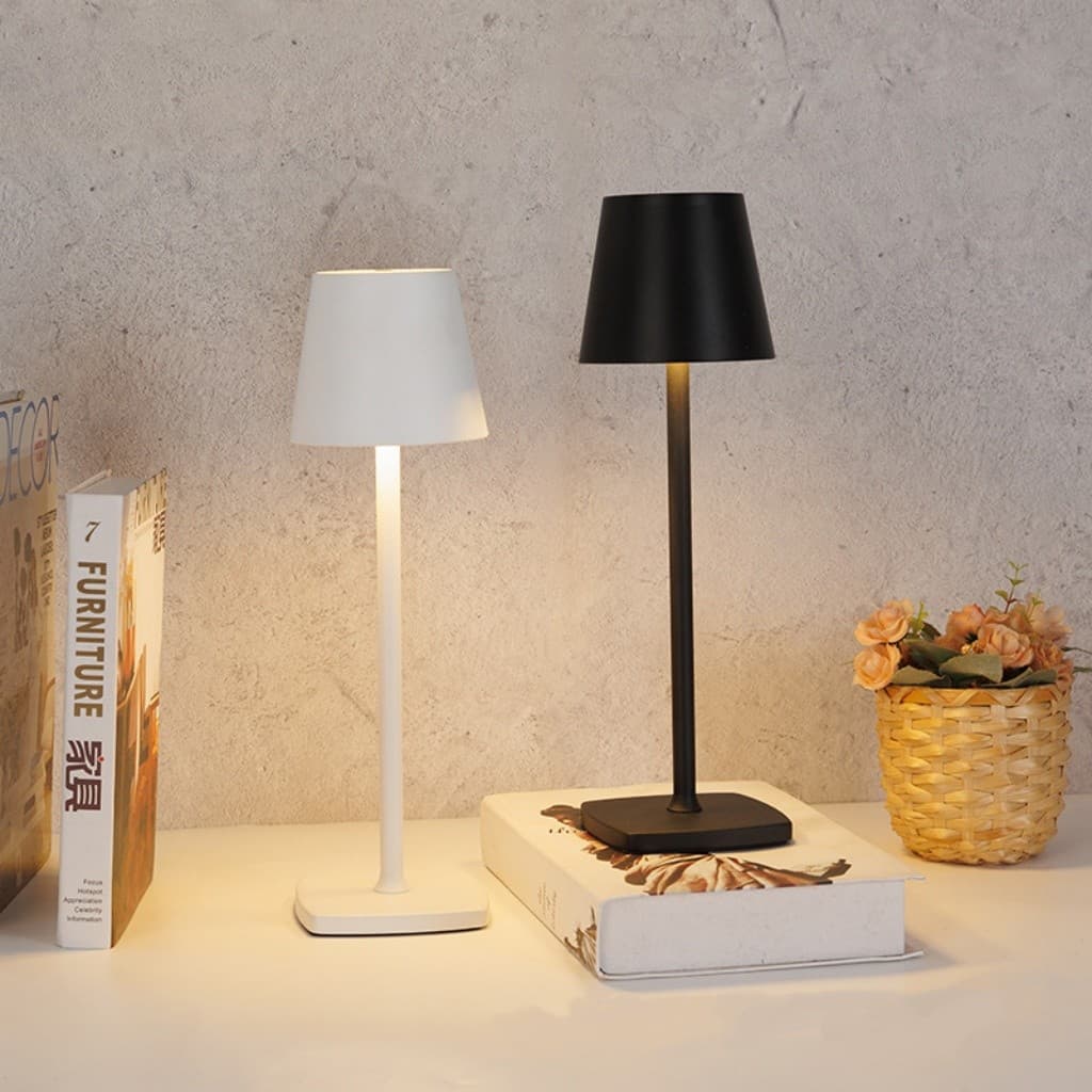 Abajur de Mesa Touch LED Sem Fio Recarregável, 3 Modos de Luz Dimerizável