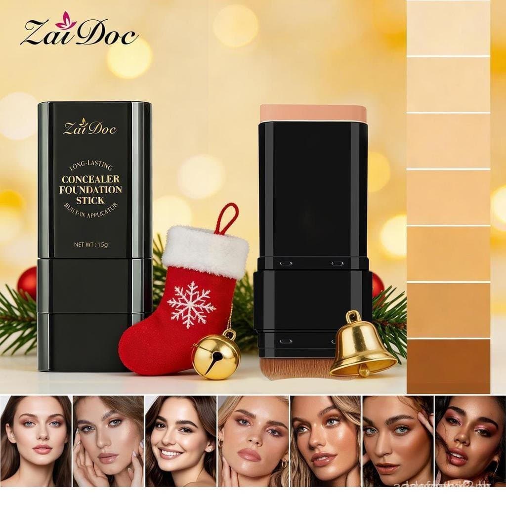 Zaidoc7-colorDual-EndedFoundationConcealerStick, Dupla Face com Pincel Integrado, Hidratante e Leve.