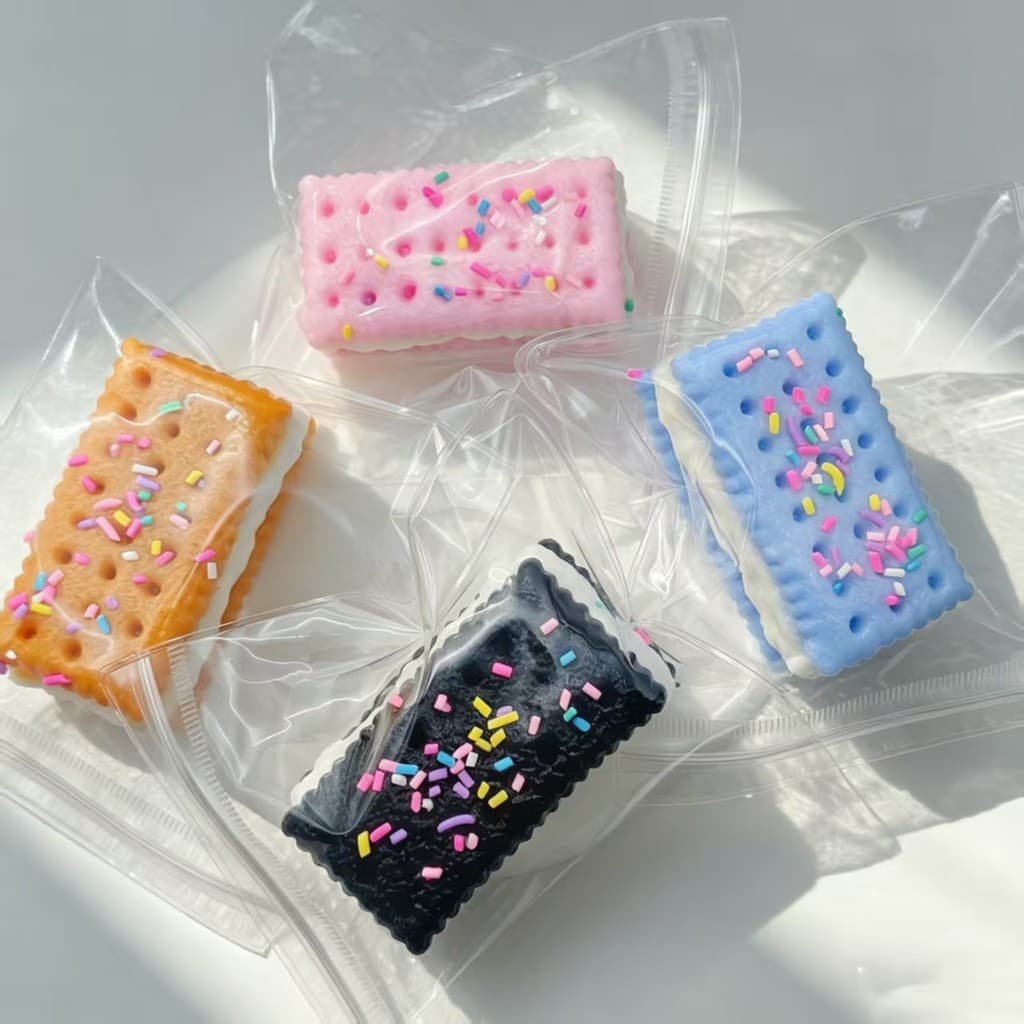 Biscoito De Silicone Artesanal Mole Textura Ultra Macia Elástico Pitada Sentir Unzip Biscoitos Espremer Design Engraçado