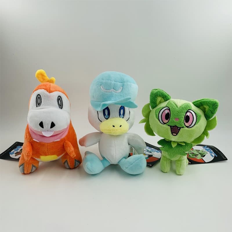 16-21cm Anime Scarlet E Violeta Paldea Região Sprigatito Quaxly Fuecoco Kawaii Brinquedos De Pelúcia Boneca Macia Rechea