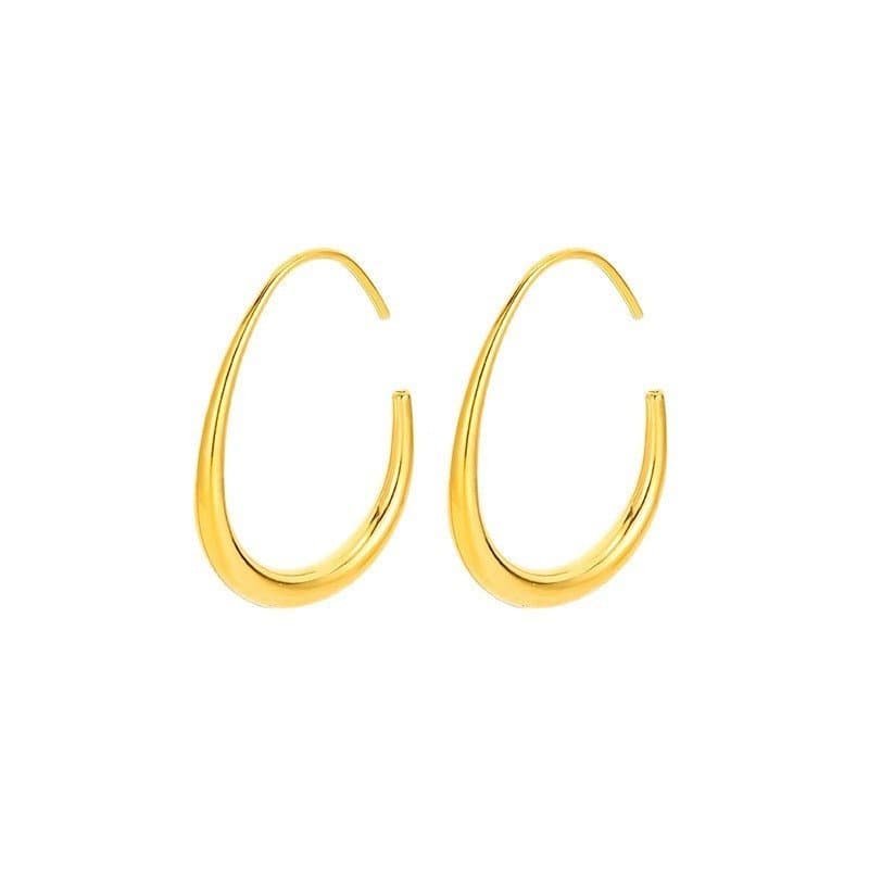 Novos brincos de pino ovais, modernos e elegantes, em aço inoxidável 18K para mulheres, estilo simples e retrô, brincos