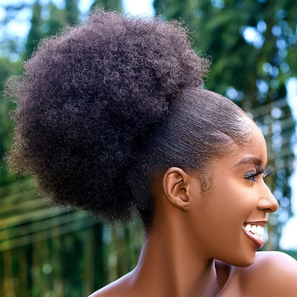 Extensão Afro Puff Drawstring Ponytail Para Mulheres Negras Sintética Kinkys Curtas Bun Updo Extensões De Cabelo Com Doi