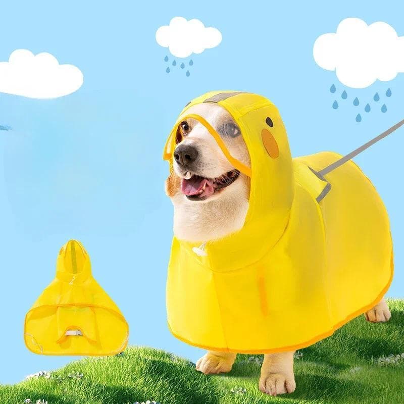 Cão De Estimação Pato Forma Capa De Chuva Filhote De Cachorro Pet Com Capuz Jaqueta À Prova Dwaterproof Água Roupas Maci