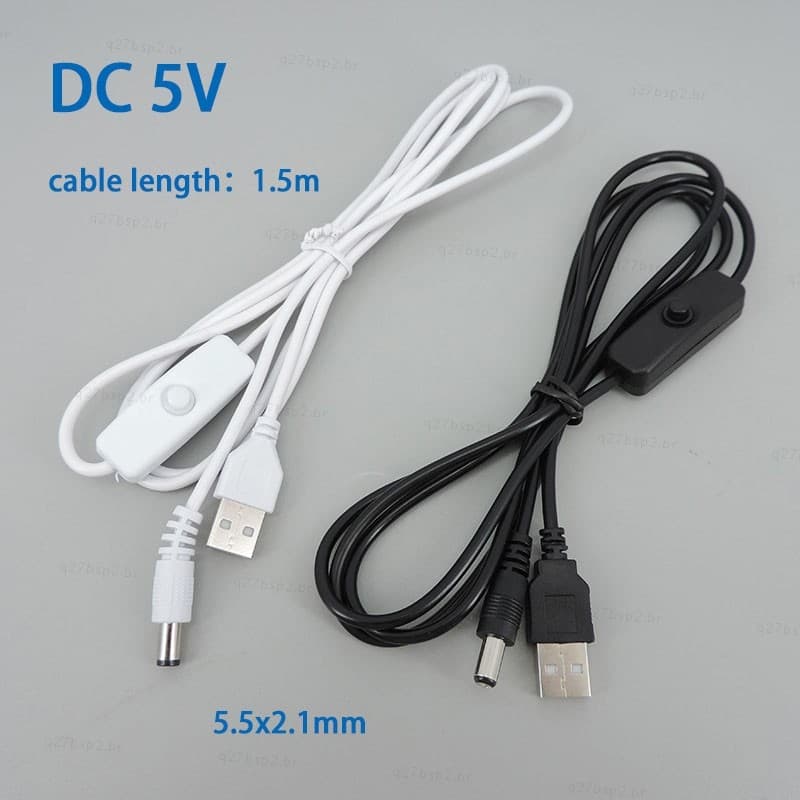 150cm 5V USB Macho Para DC 5.5x2.1mm Cabo De Alimentação Liga/Desliga 501 Botão Interruptor Fio Extensão De Carregamento