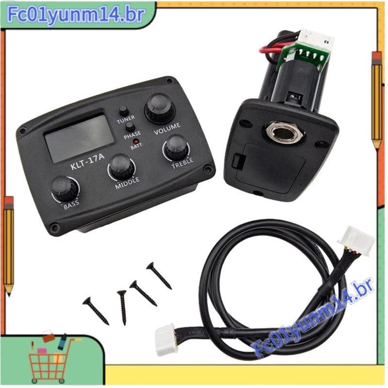 - Pré-Amplificador EQ De Guitarra Acústica 17A , Com Afinador De Procedimento Digital , Equalizador De 3 Bandas , Captad