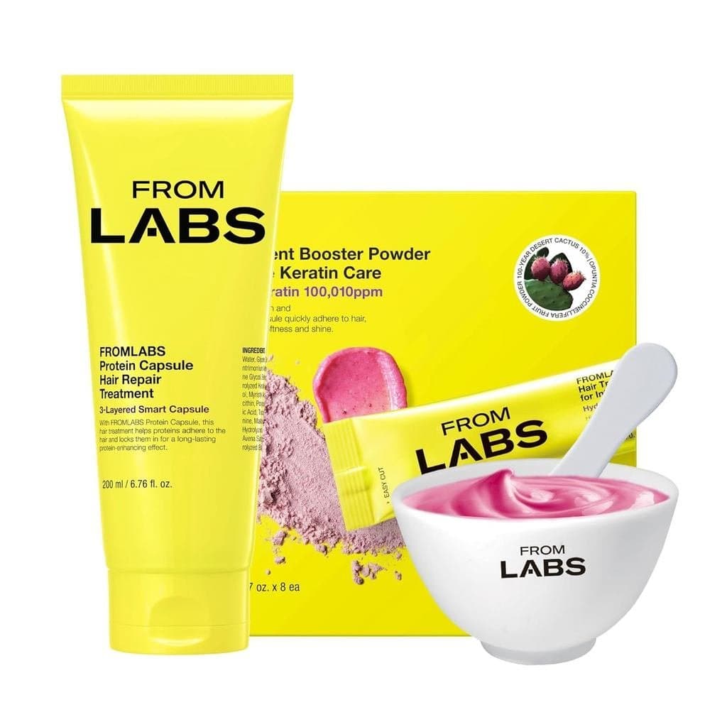 FROMLABS Hair Repair Duo – Tratamento Capilar com Cápsulas de Proteína (200 ml) + Pó Intensificador de Queratina (8 Unid