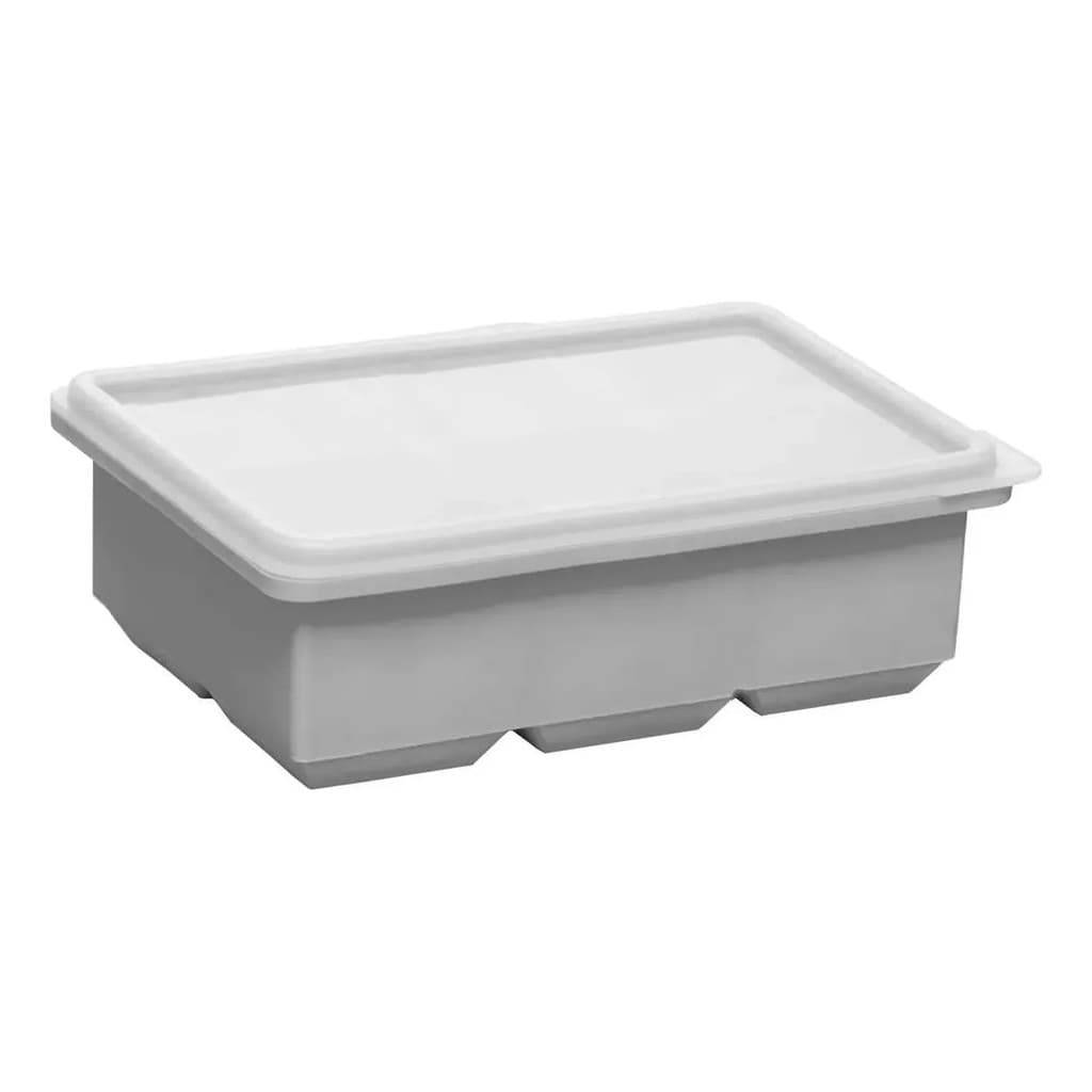 Forma de Gelo Silicone Retangular com Tampa Cinza