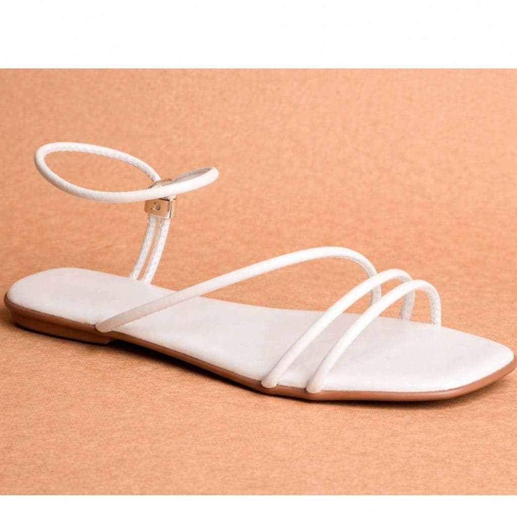Sandália Feminina Rasteira Tiras Finas Bico Quadrado Minimalista Casual Confortável Elegante Moda Verão