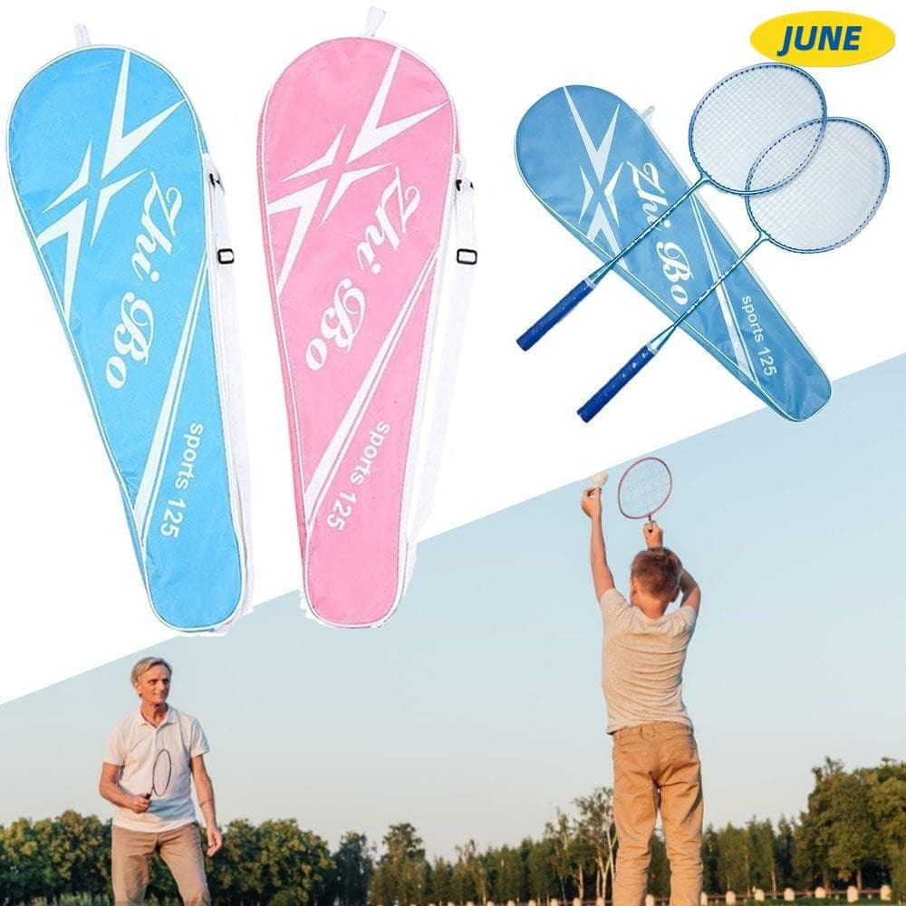 Raquetes De Badminton De Junho , Bolsa De Transporte Interna E Externa Azul Rosa , Conjunto De Raquete Dupla De Liga Pro
