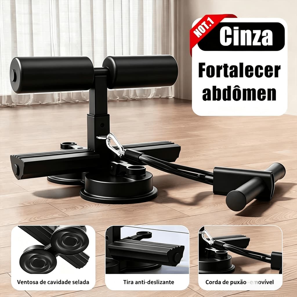 Aparelho Abdominal com Ventosa Forte 3 Ajustes Para Casa e Academia Com Proteção para Barriga e Joelhos