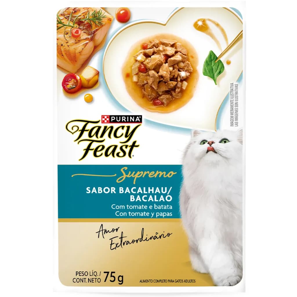Kit 15 Un Sachês Fancy Feast Sabor Supremo Bacalhau Gato 75g