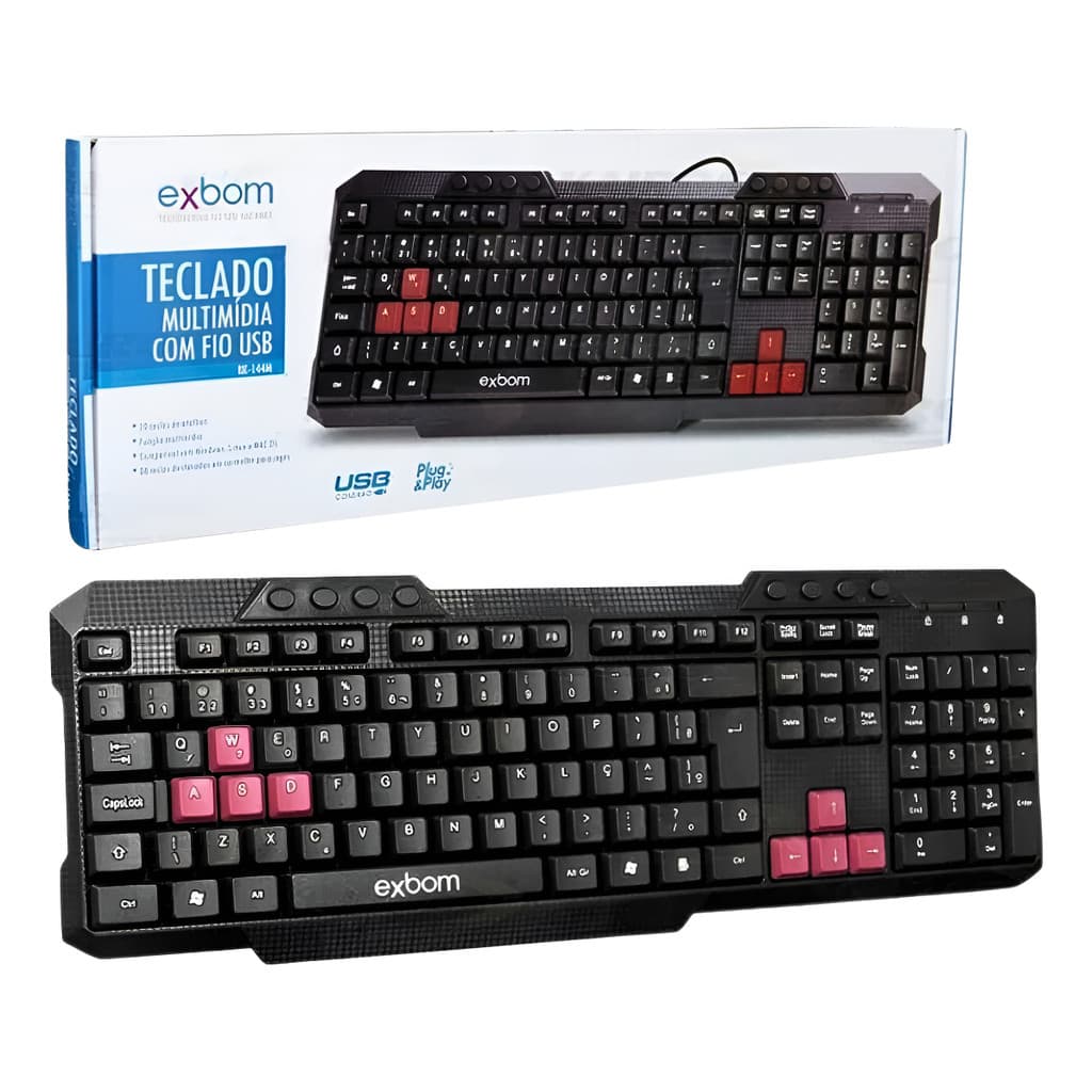 Teclado Multimídia Semi Mecânico Tecla Gamer Plugplay Abnt2