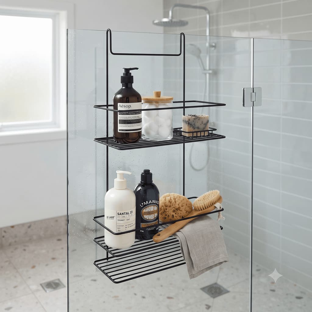Porta Shampoo Duplo para Box sem Furos para box banheiro preto