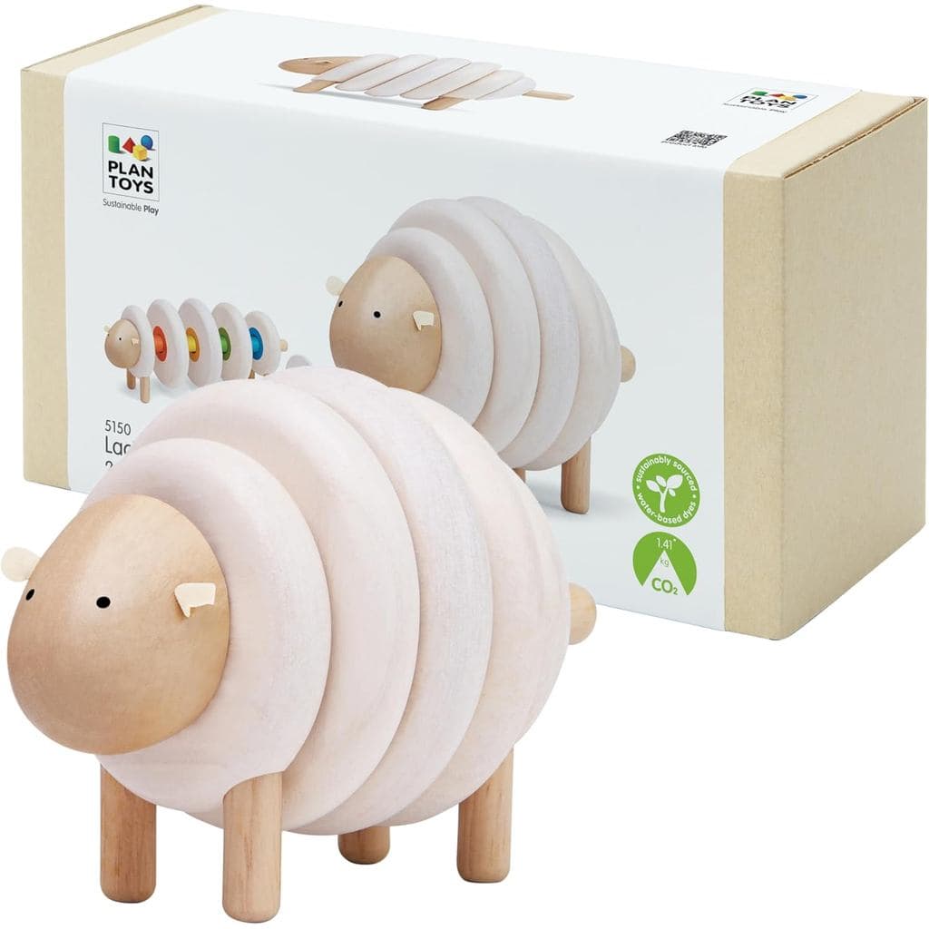 PlanToys ®   Brinquedo de Encaixe de Madeira em Forma de Ovelha para Crianças a Partir de 3 Anos |   Atividade Montessor