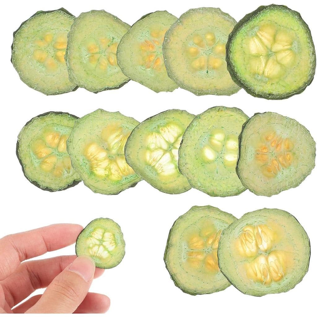 12 peças de fatias de pepino natural seco, pepino prensado natural, modelo de frutas e vegetais para arte em resina, art