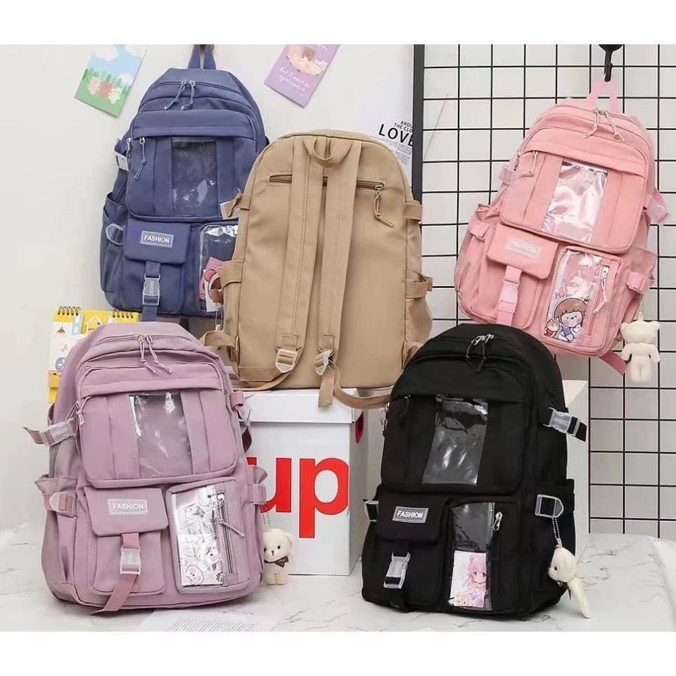 Mochila Cor Sólida De Estudante Japonesa E Coreana Viagem De Grande Capacidade