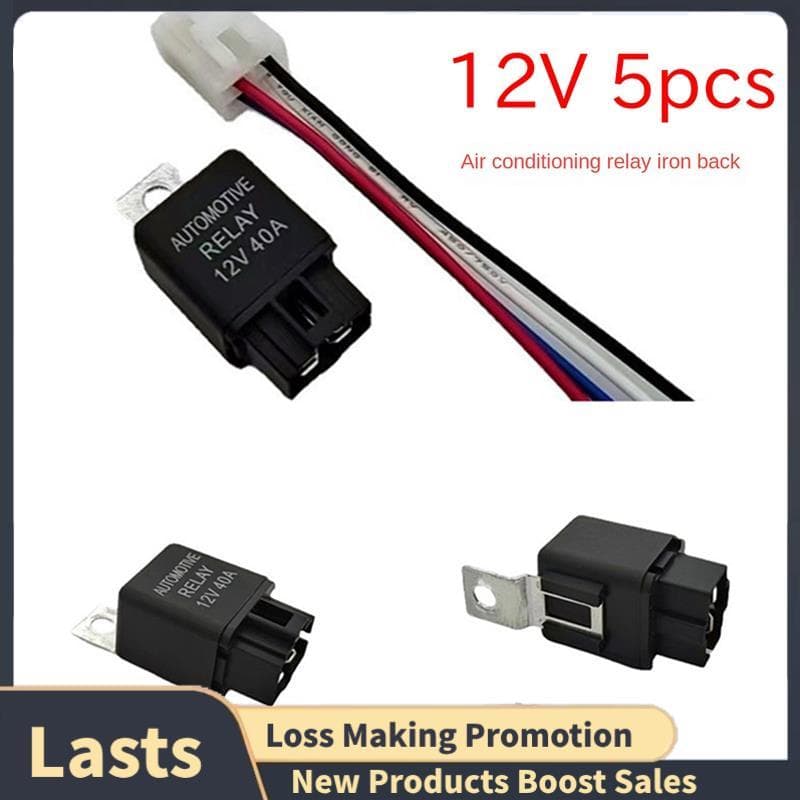 5 Peças 40AMP DC Carro A/C Relé Farol Ventilador E Chicote 14 Fios AWG 4PIN Automotivo 12V