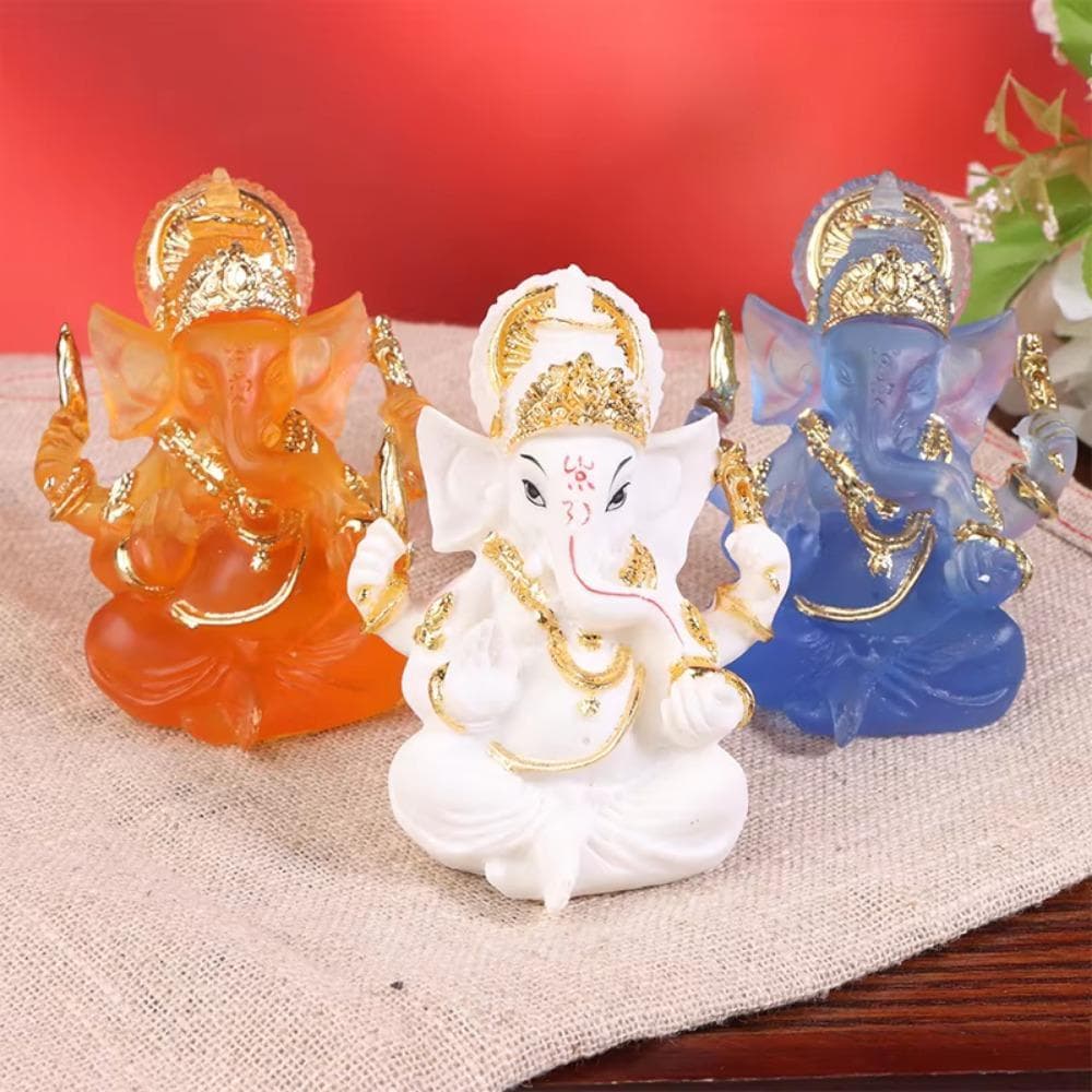Escultura De Ganesha Sentada , Estátua De Buda Requintada Feita À Mão , Enfeites Decorativos De Carro
